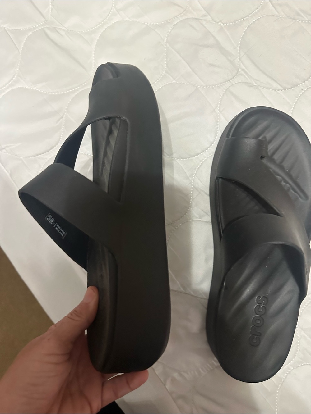 CROCS Black Platform Slide Sandals - Picture 3 of 4